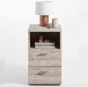 Noční stolek Gymea se 2 zásuvkami a otevřenou poličkou | pískový dub