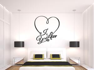 I Love You srdce- Samolepka na zeď - 56x50cm