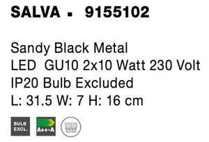 NOVA LUCE bodové svítidlo SALVA černý kov GU10 2x10W 230V IP20 bez žárovky 9155102