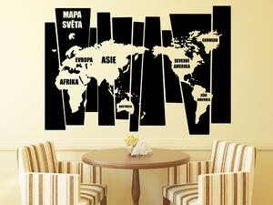 Mapa světa na dlaždicích - Samolepka na zeď - 145x100cm