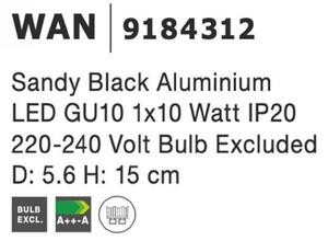 NOVA LUCE bodové svítidlo WAN černý hliník GU10 1x10W IP20 220-240V bez žárovky 9184312