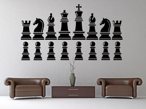 Šachové figurky - Samolepka na zeď - Král - 40x15cm, Dáma - 34x15cm, Střelec - 30x13cm, Kůň - 25x13cm, Věž - 22x12cm a Pěšec - 21x10cm