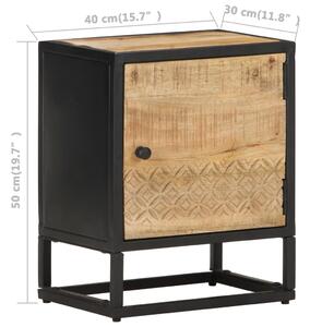 Noční stolek s vyřezávanými dvířky - hrubý mangovník | 40x30x50 cm