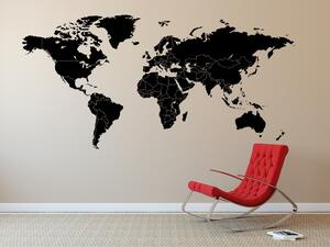 Mapa světa rozdělené státy - Samolepka na zeď - 100x48cm