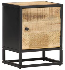 Noční stolek s vyřezávanými dvířky - hrubý mangovník | 40x30x50 cm