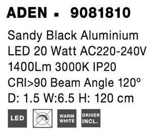 NOVA LUCE nástěnné svítidlo ADEN černý hliník LED 20W 220-240V 3000K IP20 9081810