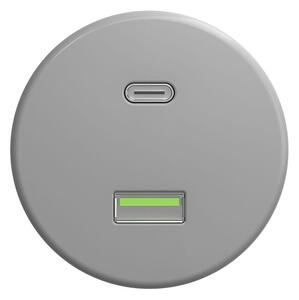 Reblig - Retro USB zásuvka A+C bez rámečku šedá