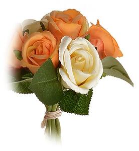 Umělá kytice poupat růže oranžová, 22 cm