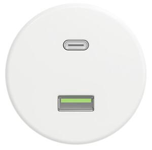 Reblig - Retro USB zásuvka A+C bez rámečku sněhově bílá