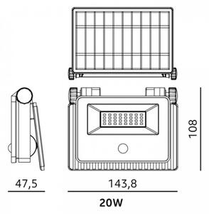 LED Solární reflektor se sen. NCS G2 LED/20W/3,7V 3000/4000/6500K IP54 2600 mAh