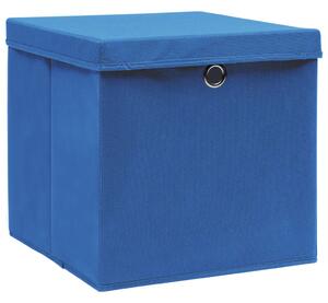 Úložné boxy s víky 10 ks 28 x 28 x 28 cm modré