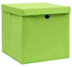 Úložné boxy s víky 10 ks zelené 32 x 32 x 32 cm textil