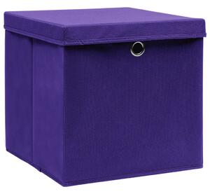 Úložné boxy s víky 10 ks fialové 32 x 32 x 32 cm textil