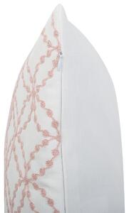 Sada 2 dekorativních polštářů vzorovaná bavlna bílá / růžová 45 x 45 cm VERBENA