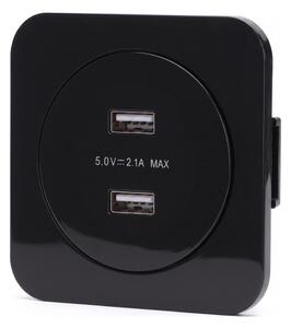 Aigostar - USB napájecí zásuvka s rámečkem 2x USB-A černá