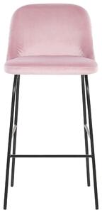 Sada 2 sametových barových židlí růžová NEKOMA