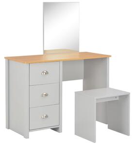 Toaletní stolek Gosnells se zrcadlem a stoličkou - šedý | 104x45x131 cm