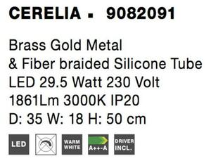 NOVA LUCE nástěnné svítidlo CERELIA mosazný zlatý kov a silikonová trubice LED 29.5W 230V 3000K IP20 9082091