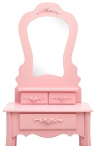 Toaletní stolek Hattes se stoličkou - růžový | 50x59x136 cm