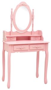 Toaletní stolek Aaron se stoličkou - růžový | 75x69x140 cm