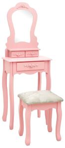 Toaletní stolek Hattes se stoličkou - růžový | 50x59x136 cm