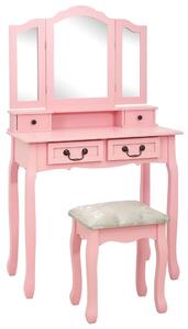 Toaletní stolek Goody se stoličkou - růžový | 80x69x141 cm