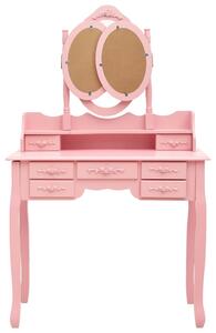 Toaletní stolek Cottesloe se stoličkou a 3-dílné skládací zrcadlo | růžový