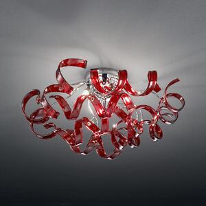 Metal Lux 206.330.04 Astro Cherry, stropní designové svítidlo v průměru 50cm, 3x40W, červené sklo, chrom