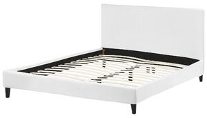 Čalouněná sametová postel bíla 160 x 200 cm FITOU