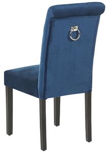 Sada 2 jídelních židlí sametové modré VELVA II