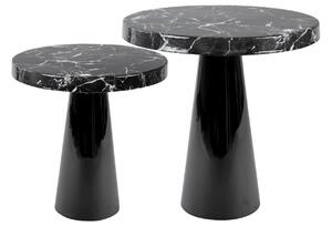 Time for home Černý kovový odkládací stolek Sparks 40 cm s mramorovým vzhledem
