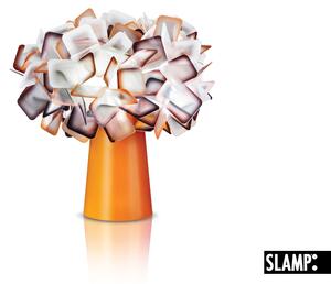 Slamp Clizia table, stolní designová lampička z Opalflexu s oranžovým okrajem, 1x6W E14, výška 25cm