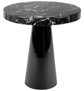 Time for home Černý kovový odkládací stolek Sparks 40 cm s mramorovým vzhledem