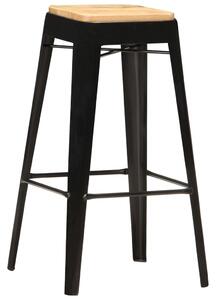 Barové stoličky Kitchener - masivní mangovníkové dřevo - 4 ks | černé