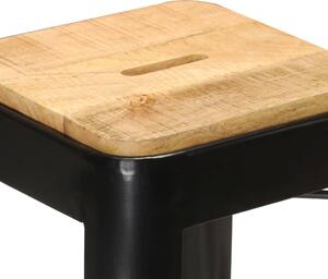 Barové stoličky Kitchener - masivní mangovníkové dřevo - 4 ks | černé