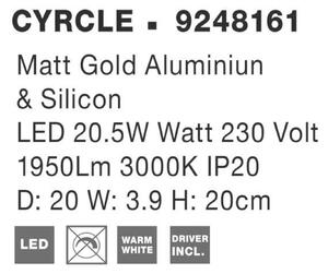 NOVA LUCE nástěnné svítidlo CYRCLE matný zlatý hliník a akryl LED 20.5W 230V 3000K IP20 9248161