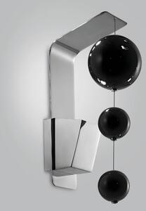 Metallux 251.111.03 Bolero, luxusní nástěnné svítidlo, 3 kuličky černého skla, 1x10W GU10, výška 57cm