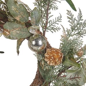 Vánoční věnec ⌀ 45 cm zelený/zlatý HOVILA