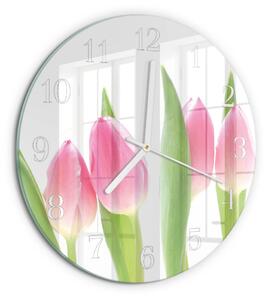 Skleněné hodiny na stěnu Tulipány zsob-fi30-00087267