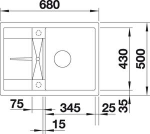 Granitový dřez Blanco METRA 45 S Compact antracit excentr