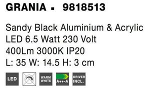 NOVA LUCE nástěnné svítidlo GRANIA černý hliník a akryl LED 6.5W 230V 3000K IP20 9818513