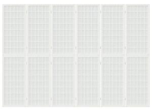Skládací 6dílný paraván v japonském stylu 240 x 170 cm bílý