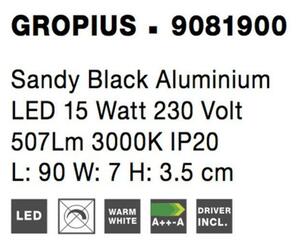 NOVA LUCE nástěnné svítidlo GROPIUS černý hliník LED 15W 230V 3000K IP20 9081900
