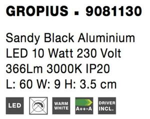 NOVA LUCE nástěnné svítidlo GROPIUS černý hliník LED 10W 230V 3000K IP20 9081130