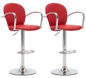 Barové stoličky s područkami - umělá kůže - 2 ks | červené