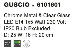 NOVA LUCE nástěnné svítidlo GUSCIO chromovaný kov a čiré sklo E14 1x5W 230V IP20 bez žárovky 6101601