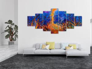 Obraz - Podzimní koruny stromů, moderní impresionismus (210x100 cm)