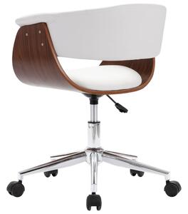 Otočná kancelářská židle Nepean - ohýbané dřevo a umělá kůže| bílá