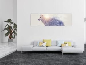 Obraz - Arktický vlk zrcadlící divokou krajinu (170x50 cm)