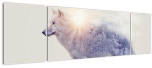 Obraz - Arktický vlk zrcadlící divokou krajinu (170x50 cm)